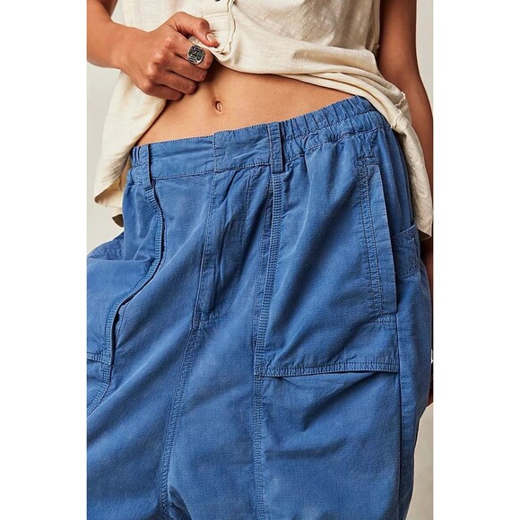 Free People Marbella Crop Harem Pants Slouchy Smocked Oversized Cotton S 283602 - Picture 2 of 8